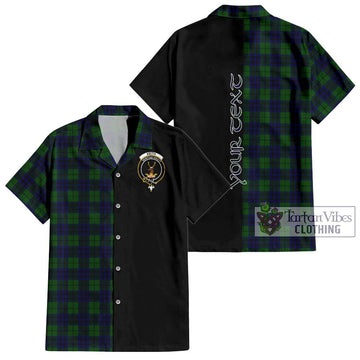 Keith Modern Tartan Short Sleeve Button Shirt with Family Crest and Half Of Me Style