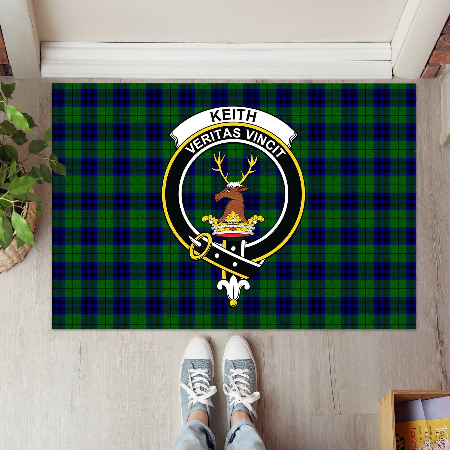 Keith Modern Tartan Door Mat with Family Crest - Tartanvibesclothing