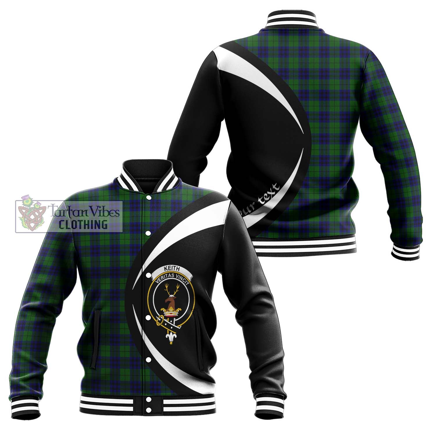 Keith Modern Tartan Baseball Jacket with Family Crest Circle Style Unisex - Tartan Vibes Clothing