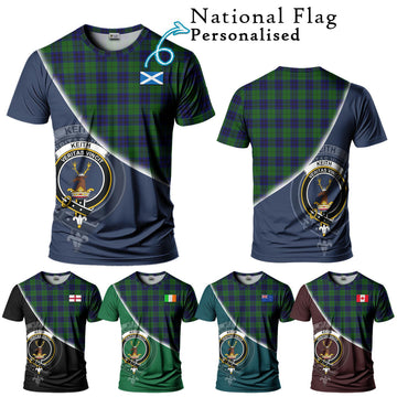 Keith Modern Tartan T-Shirt with Personalised National Flag and Family Crest Half Style