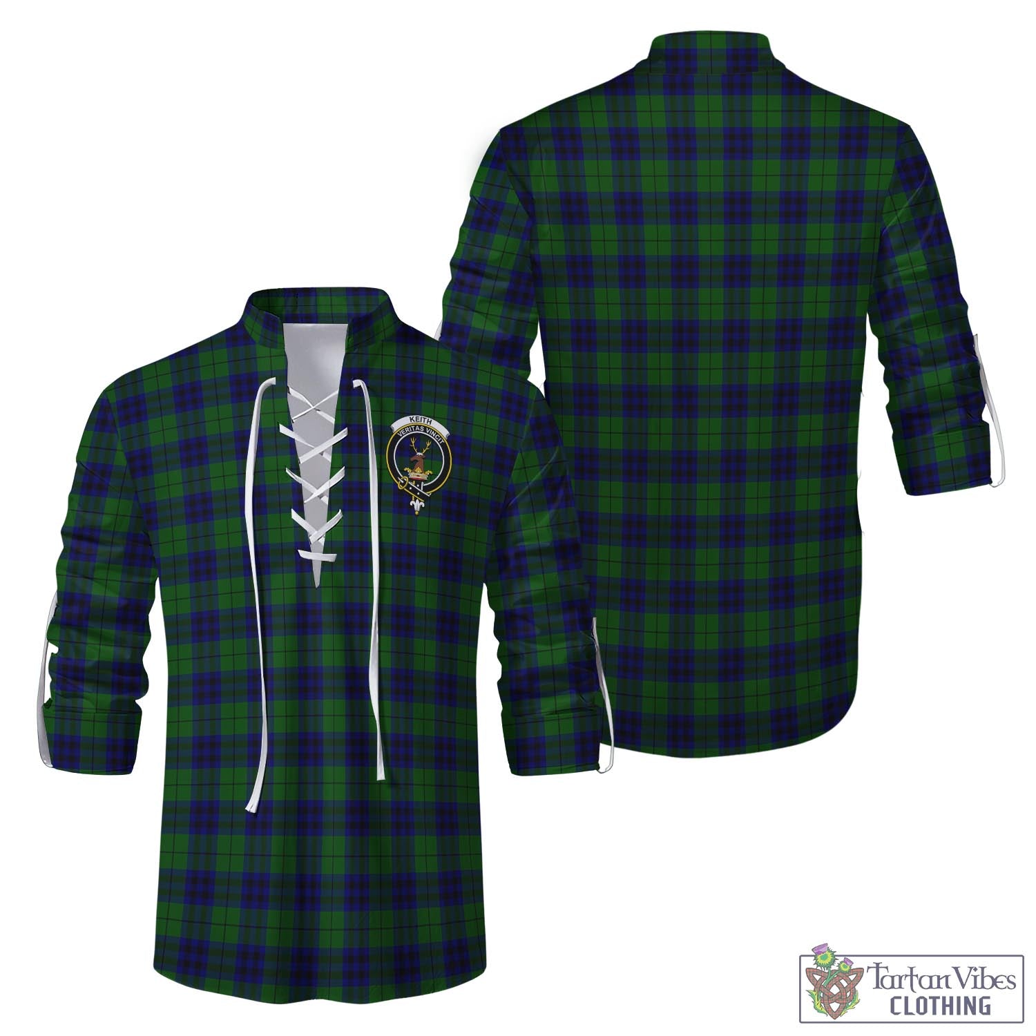 Tartan Vibes Clothing Keith Modern Tartan Men's Scottish Traditional Jacobite Ghillie Kilt Shirt with Family Crest