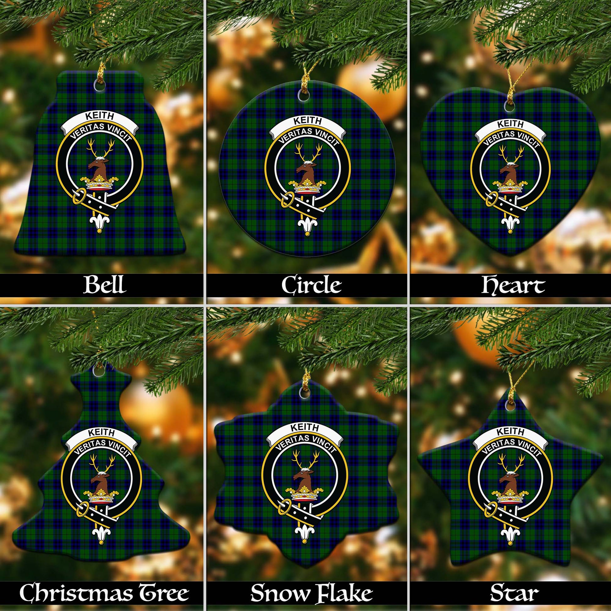 Keith Modern Tartan Christmas Ornaments with Family Crest - Tartanvibesclothing