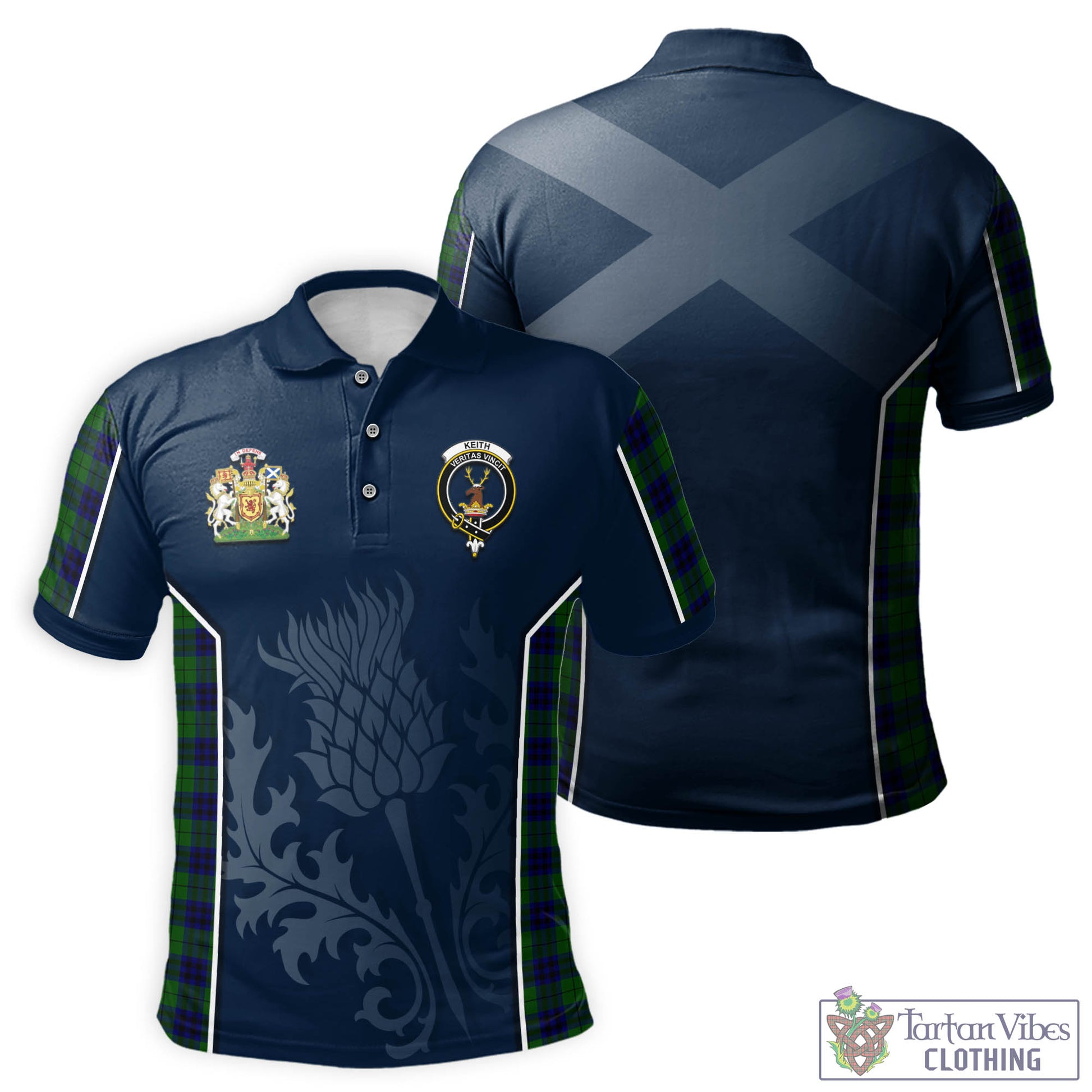 Tartan Vibes Clothing Keith Modern Tartan Men's Polo Shirt with Family Crest and Scottish Thistle Vibes Sport Style