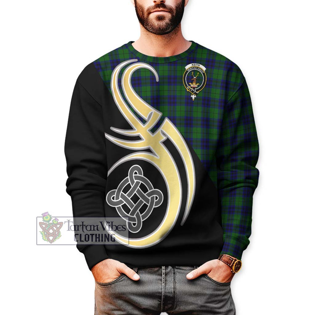 Keith Modern Tartan Sweatshirt with Family Crest and Celtic Symbol Style Unisex - Tartan Vibes Clothing