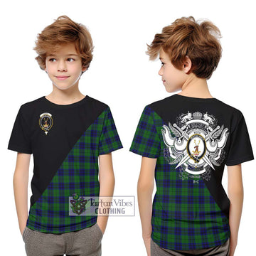 Keith Modern Tartan Kid T-Shirt with Family Crest and Military Logo Style