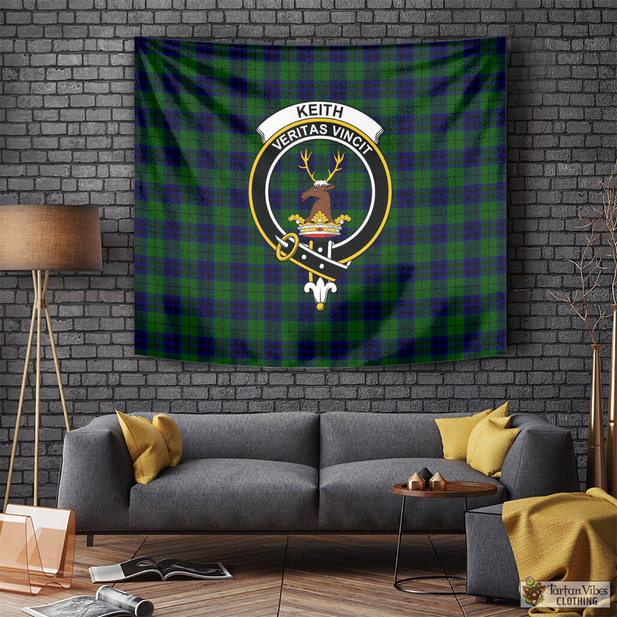 Tartan Vibes Clothing Keith Modern Tartan Tapestry Wall Hanging and Home Decor for Room with Family Crest