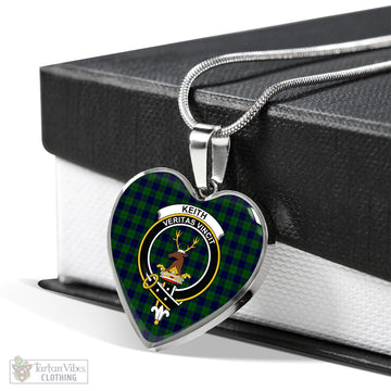 Keith Modern Tartan Heart Necklace with Family Crest