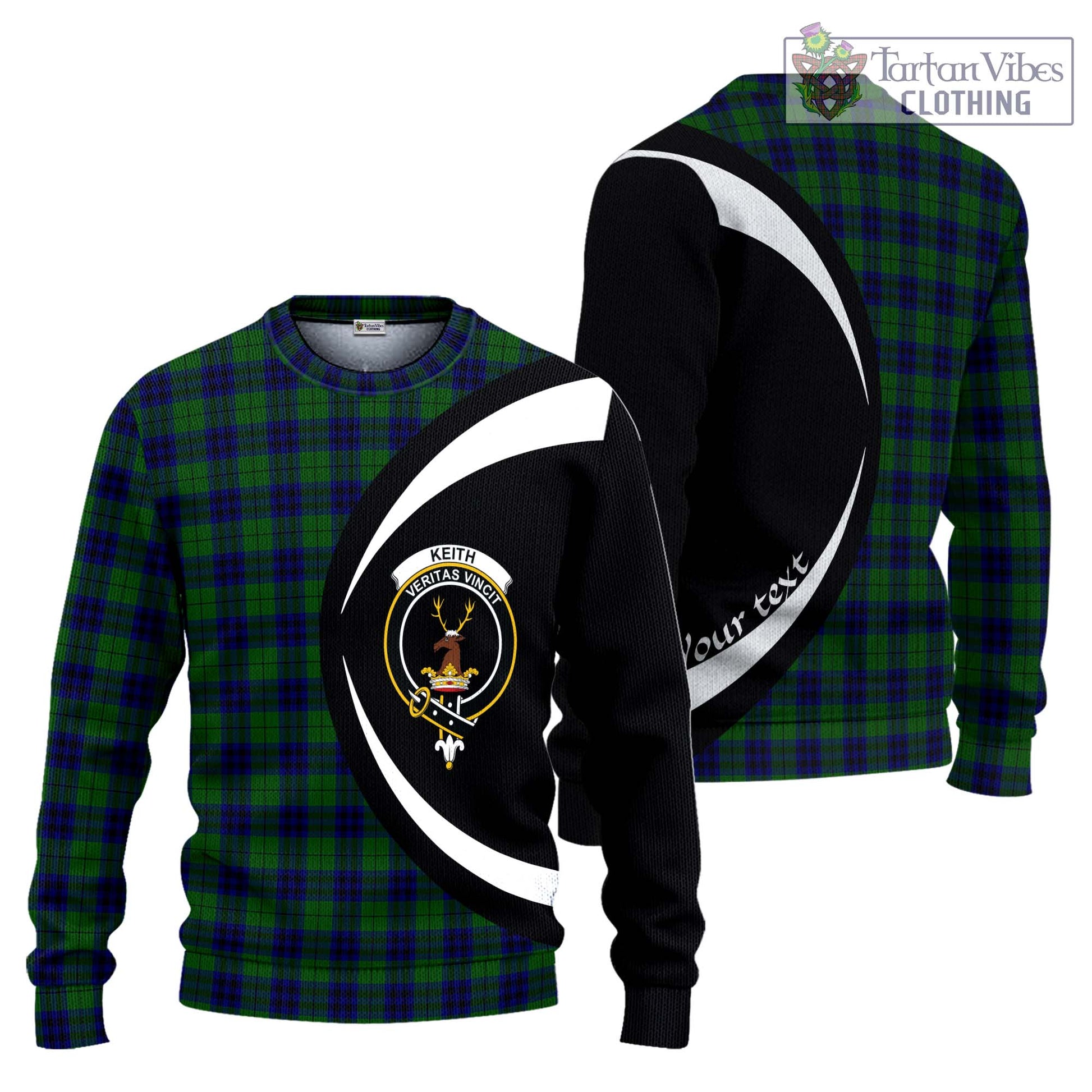 Keith Modern Tartan Ugly Sweater with Family Crest Circle Style Unisex - Tartan Vibes Clothing