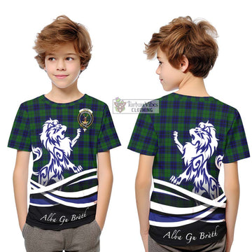 Keith Modern Tartan Kid T-Shirt with Alba Gu Brath Regal Lion Emblem