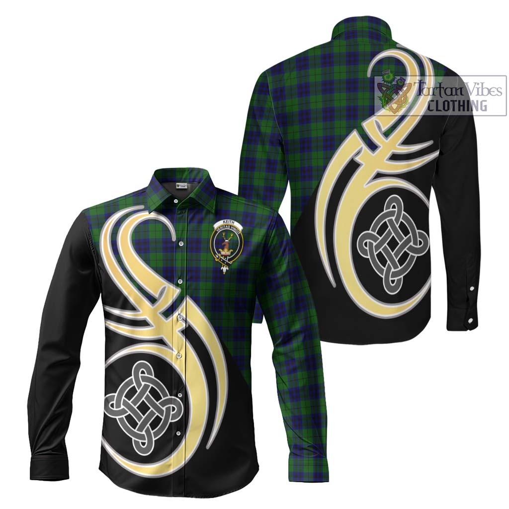 Keith Modern Tartan Long Sleeve Button Shirt with Family Crest and Celtic Symbol Style Men's Shirt S - Tartan Vibes Clothing