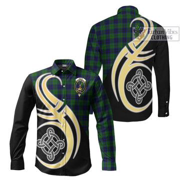 Keith Modern Tartan Long Sleeve Button Shirt with Family Crest and Celtic Symbol Style