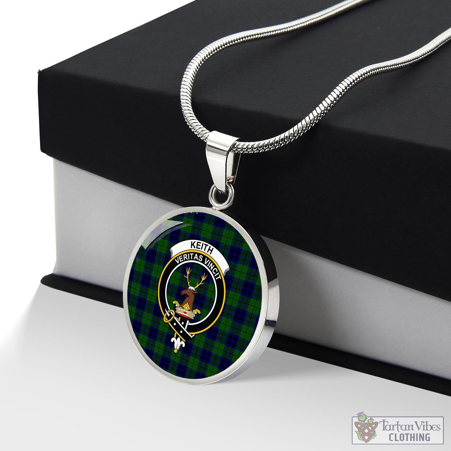 Tartan Vibes Clothing Keith Modern Tartan Circle Necklace with Family Crest