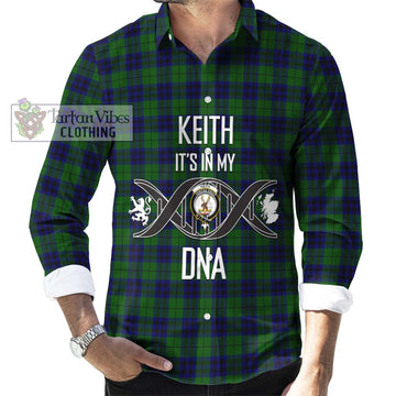 Keith Modern Tartan Long Sleeve Button Shirt with Family Crest DNA In Me Style