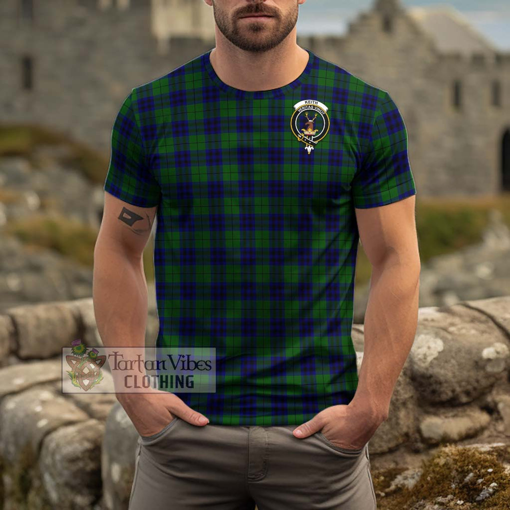 Keith Modern Tartan Cotton T-Shirt with Family Crest Men's Shirt - Tartanvibesclothing Shop