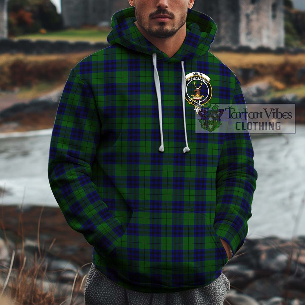 Keith Modern Tartan Cotton Hoodie with Family Crest Pullover Hoodie XS - Tartan Vibes Clothing