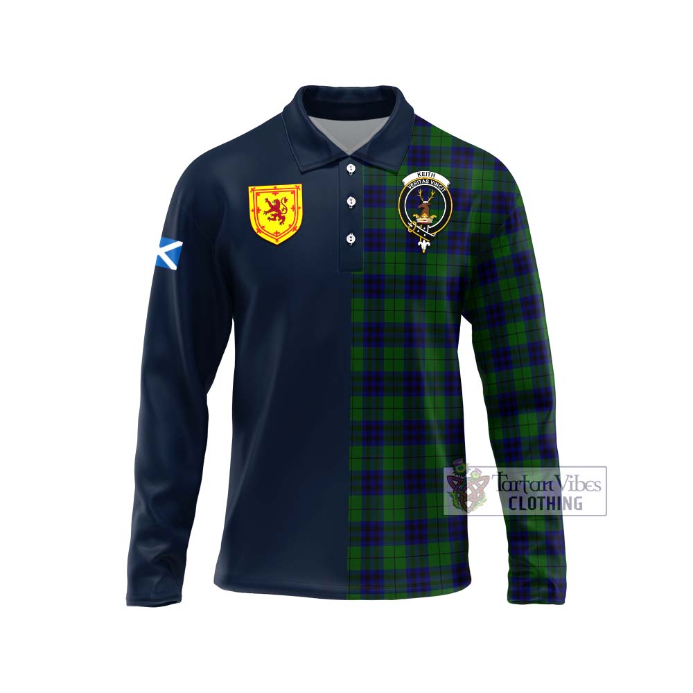 Tartan Vibes Clothing Keith Modern Tartan Long Sleeve Polo Shirt with Scottish Lion Royal Arm Half Style