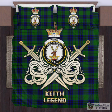 Keith Modern Tartan Bedding Set with Clan Crest and the Golden Sword of Courageous Legacy