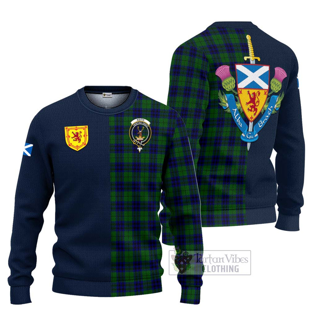 Tartan Vibes Clothing Keith Modern Tartan Knitted Sweater with Scottish Lion Royal Arm Half Style