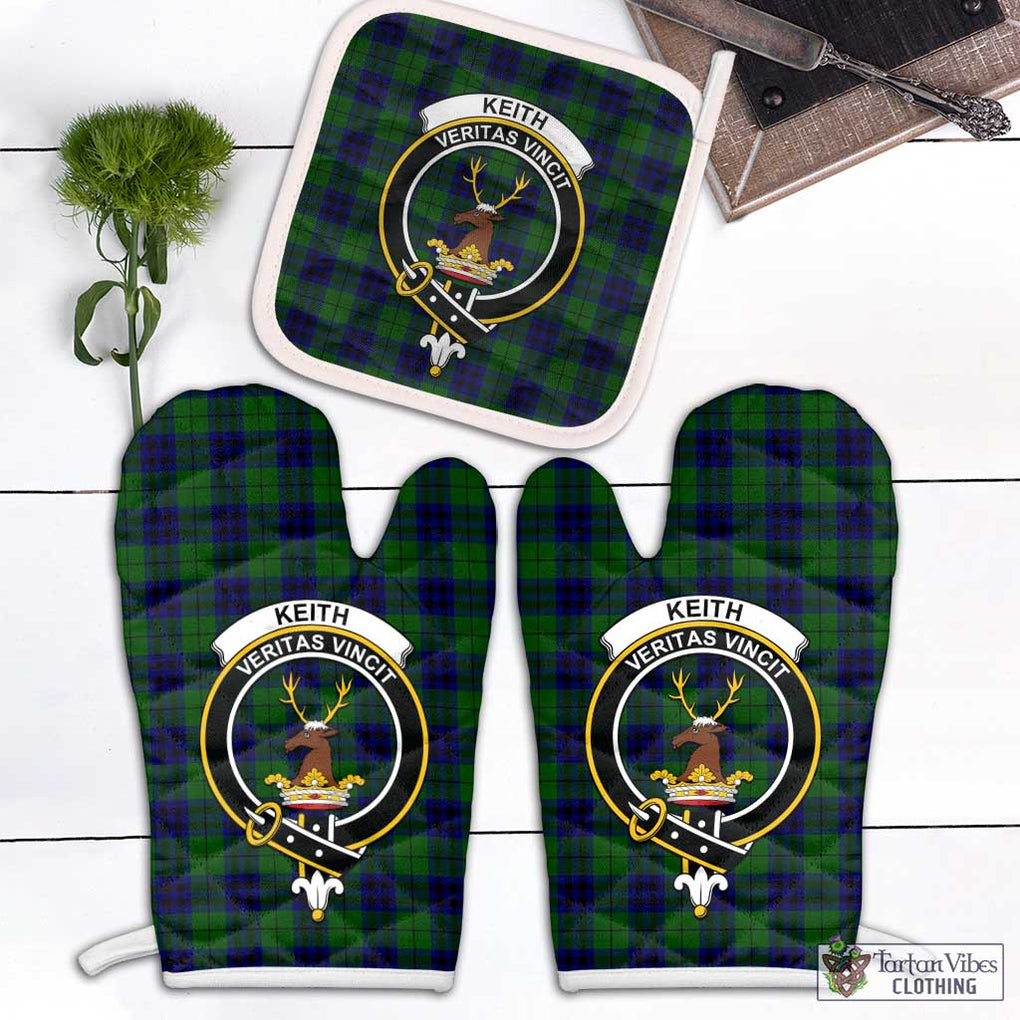 Keith Modern Tartan Combo Oven Mitt & Pot-Holder with Family Crest Combo 1 Oven Mitt & 1 Pot-Holder White - Tartan Vibes Clothing