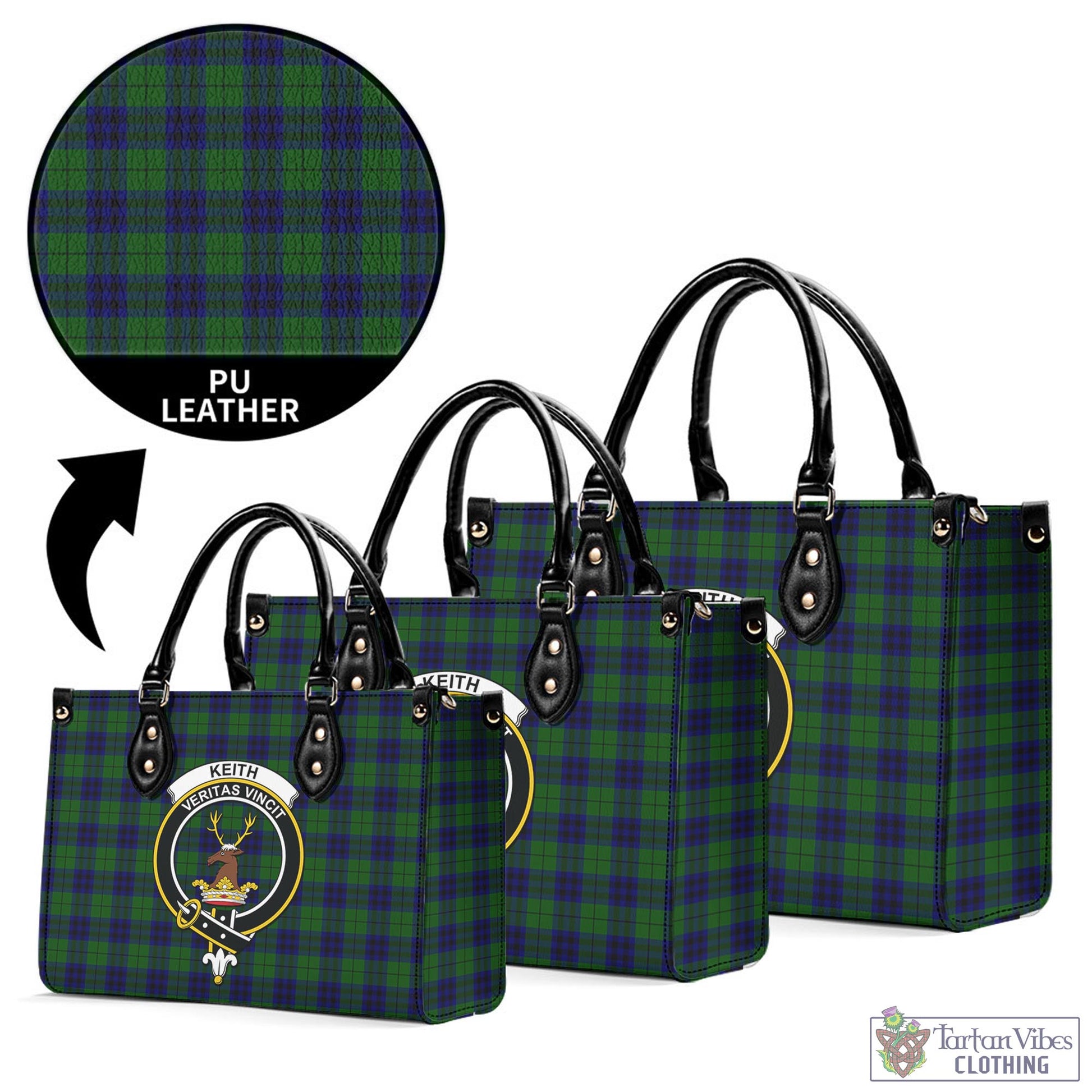 Tartan Vibes Clothing Keith Modern Tartan Luxury Leather Handbags with Family Crest