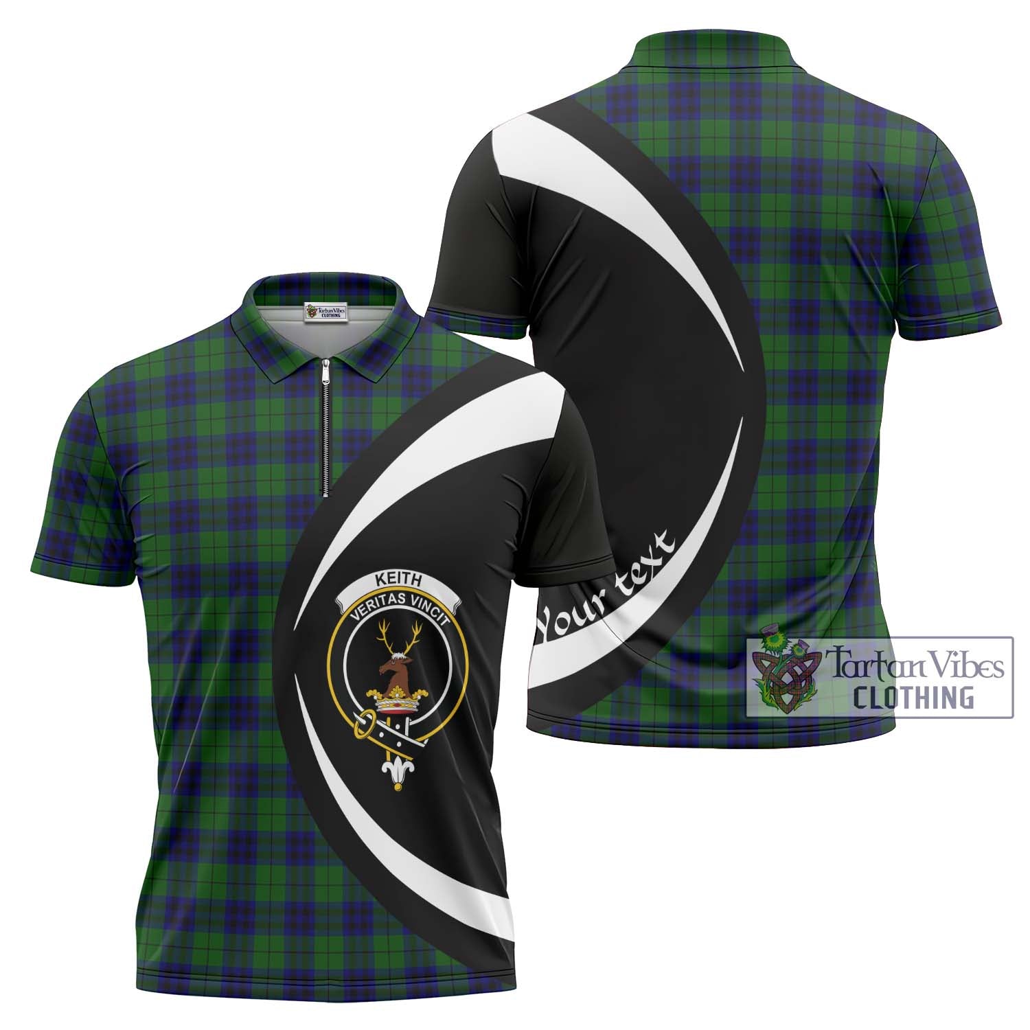 Tartan Vibes Clothing Keith Modern Tartan Zipper Polo Shirt with Family Crest Circle Style