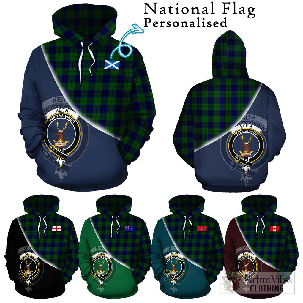 Keith Modern Tartan Hoodie with Personalised National Flag and Family Crest Half Style Zip Hoodie - Tartanvibesclothing Shop