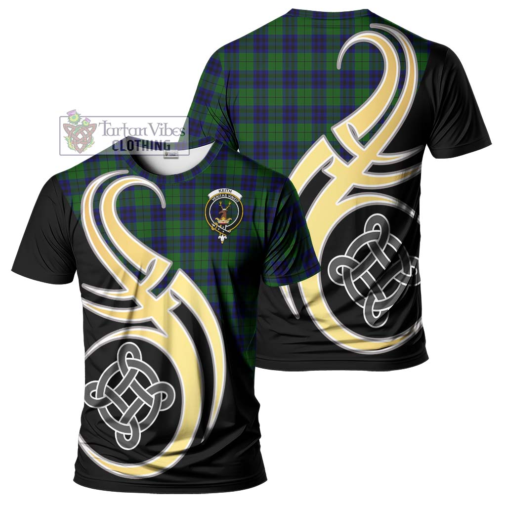 Tartan Vibes Clothing Keith Modern Tartan T-Shirt with Family Crest and Celtic Symbol Style