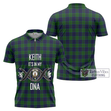 Keith Modern Tartan Zipper Polo Shirt with Family Crest DNA In Me Style