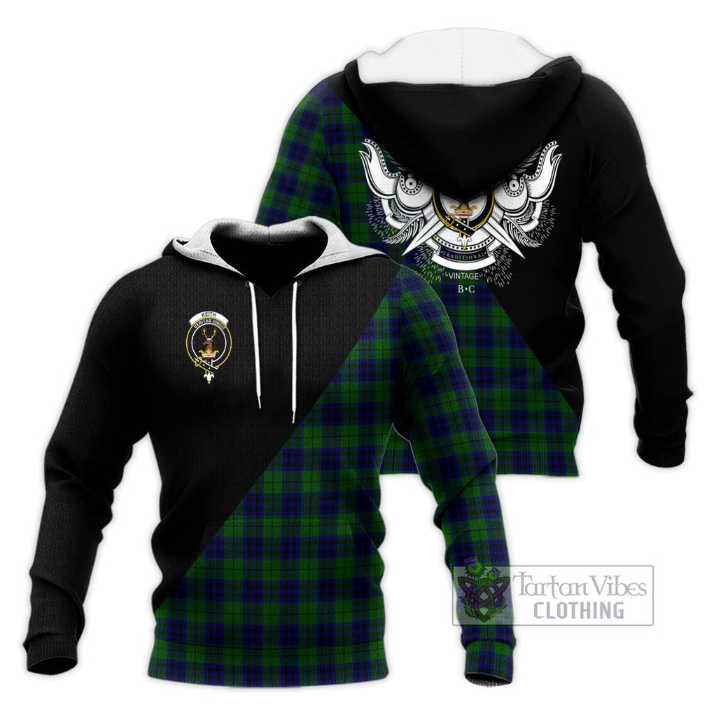 Keith Modern Tartan Knitted Hoodie with Family Crest and Military Logo Style Unisex Knitted Pullover Hoodie - Tartanvibesclothing Shop