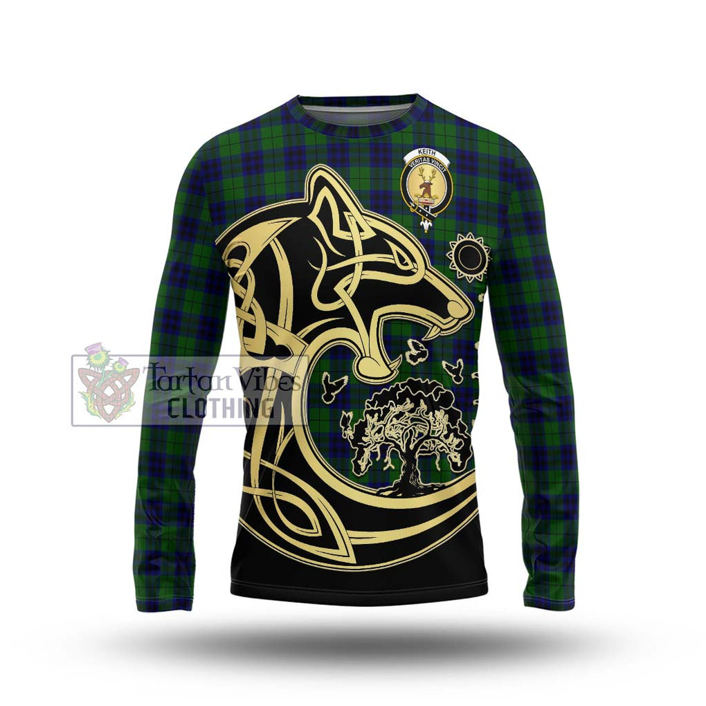 Keith Modern Tartan Long Sleeve T-Shirt with Family Crest Celtic Wolf Style Unisex - Tartan Vibes Clothing