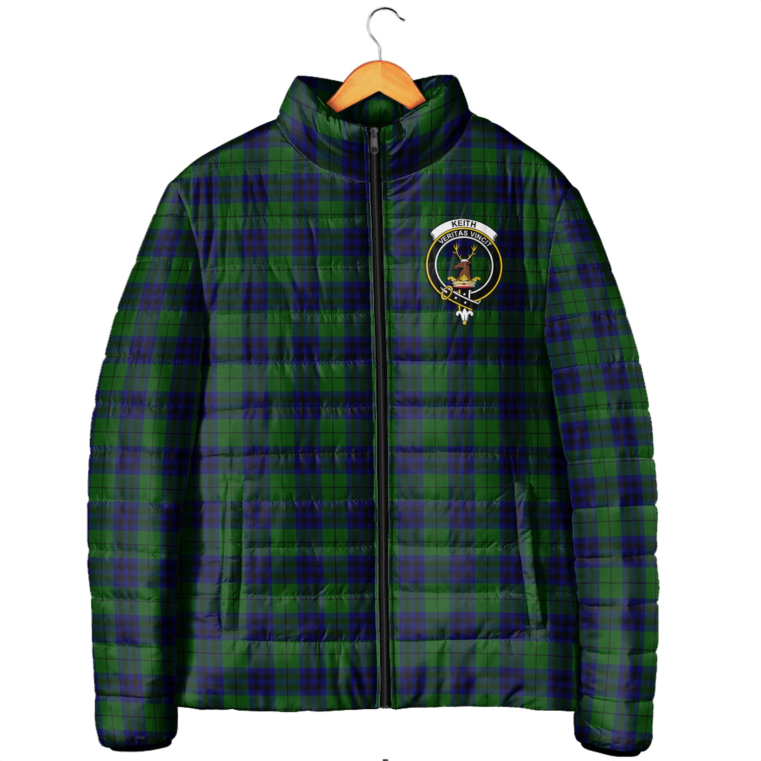 Keith Modern Tartan Padded Jacket with Family Crest Men's Padded Jacket - Tartan Vibes Clothing