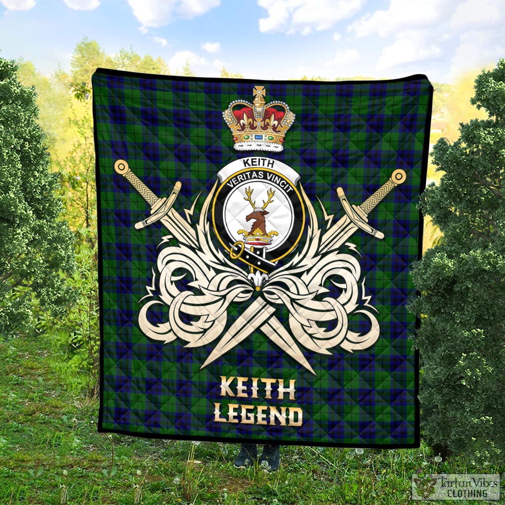 Tartan Vibes Clothing Keith Modern Tartan Quilt with Clan Crest and the Golden Sword of Courageous Legacy