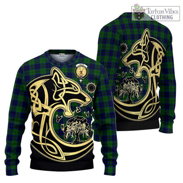 Keith Modern Tartan Ugly Sweater with Family Crest Celtic Wolf Style