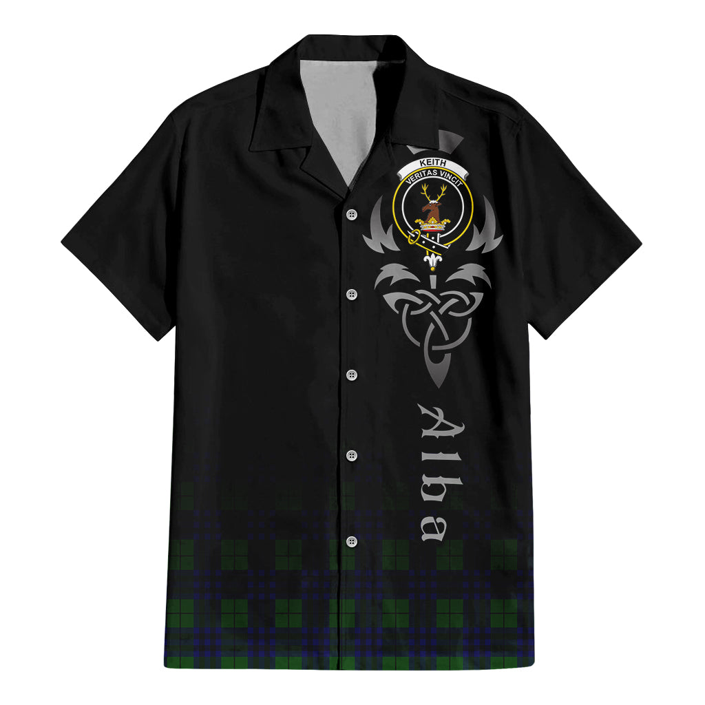 Tartan Vibes Clothing Keith Modern Tartan Short Sleeve Button Up Featuring Alba Gu Brath Family Crest Celtic Inspired