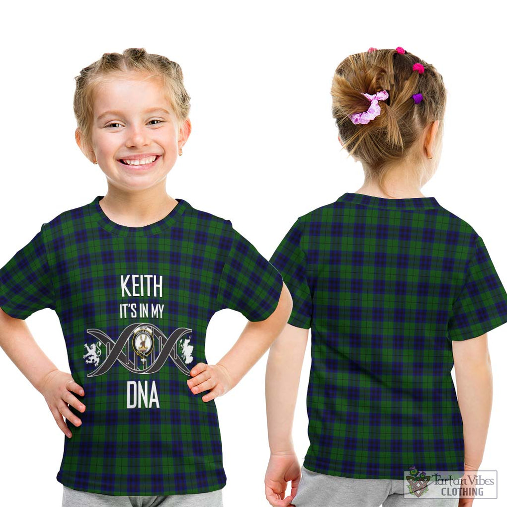 Keith Modern Tartan Kid T-Shirt with Family Crest DNA In Me Style - Tartanvibesclothing Shop