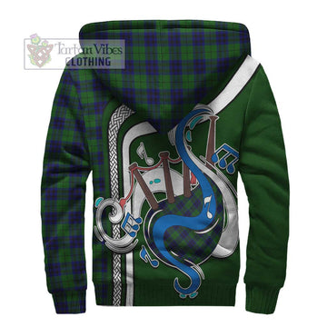 Keith Modern Tartan Sherpa Hoodie with Epic Bagpipe Style