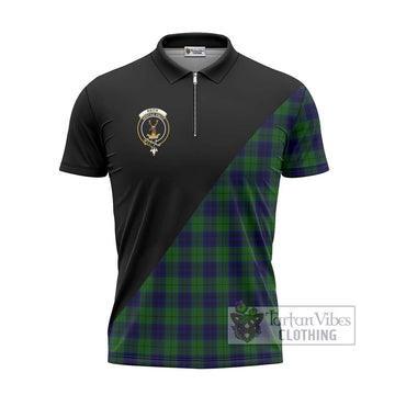 Keith Modern Tartan Zipper Polo Shirt with Family Crest and Military Logo Style