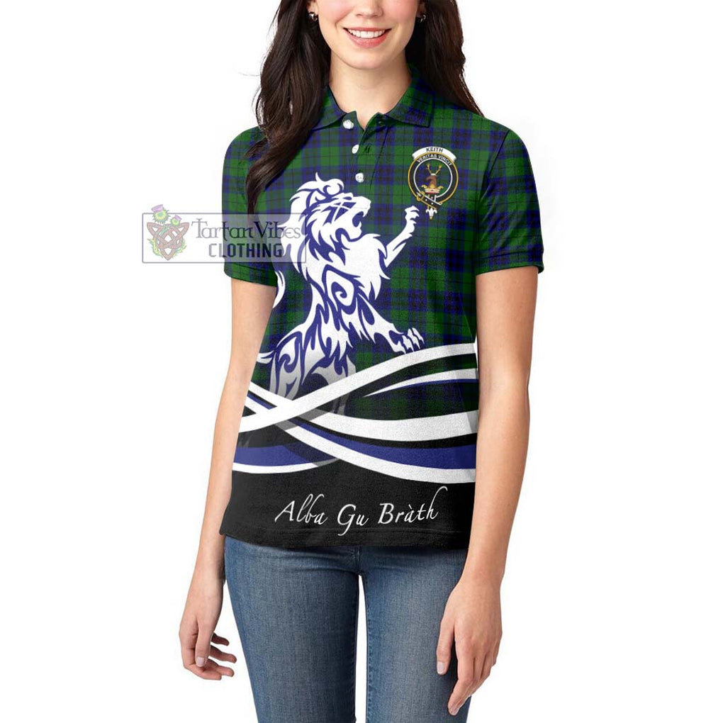 Keith Modern Tartan Women's Polo Shirt with Alba Gu Brath Regal Lion Emblem - Tartanvibesclothing Shop