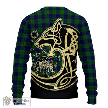 Keith Modern Tartan Ugly Sweater with Family Crest Celtic Wolf Style