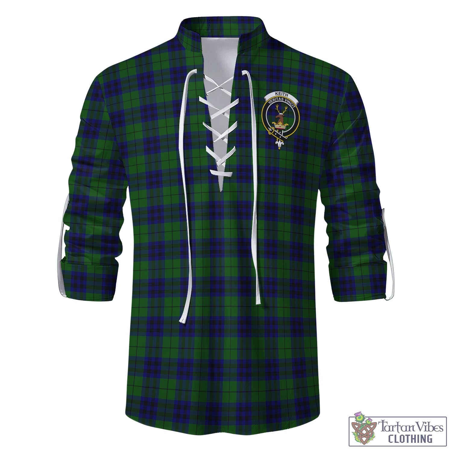 Tartan Vibes Clothing Keith Modern Tartan Men's Scottish Traditional Jacobite Ghillie Kilt Shirt with Family Crest