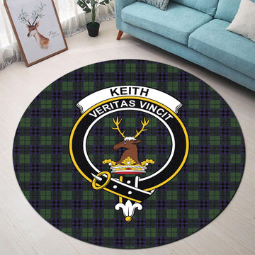 Keith Modern Tartan Round Rug with Family Crest