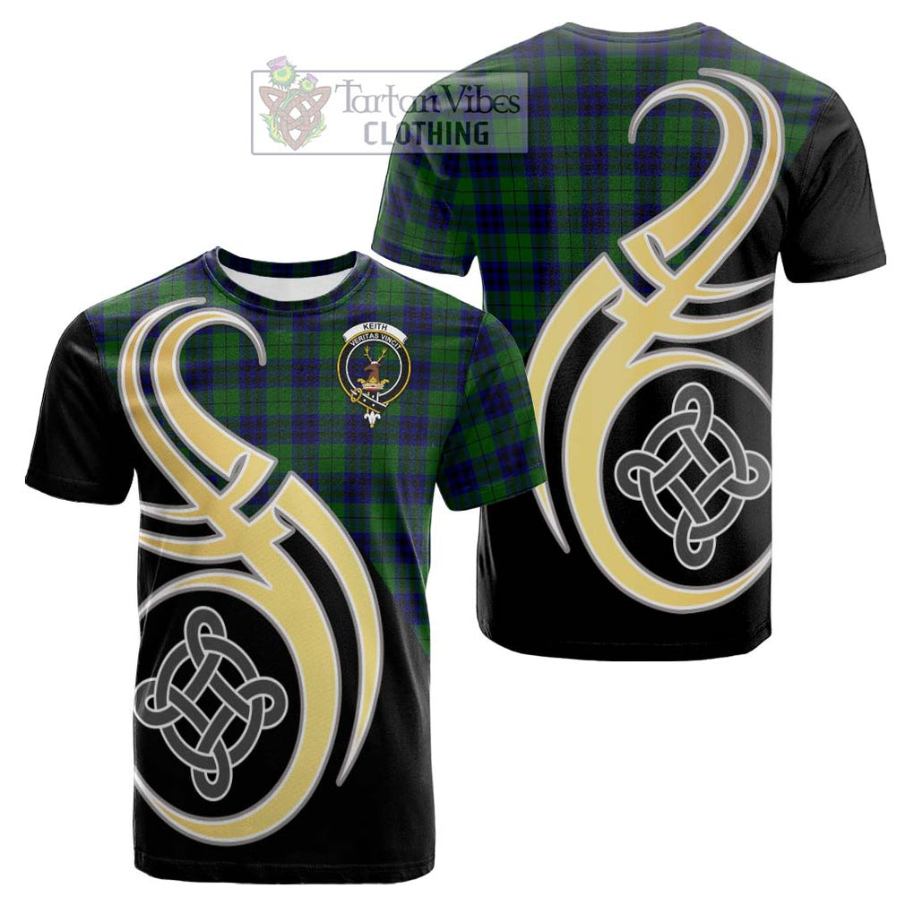 Tartan Vibes Clothing Keith Modern Tartan Cotton T-shirt with Family Crest and Celtic Symbol Style