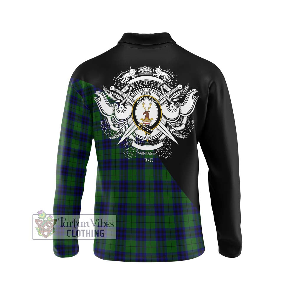 Keith Modern Tartan Long Sleeve Polo Shirt with Family Crest and Military Logo Style - Tartanvibesclothing Shop