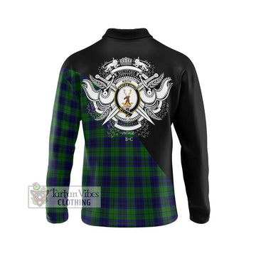 Keith Modern Tartan Long Sleeve Polo Shirt with Family Crest and Military Logo Style