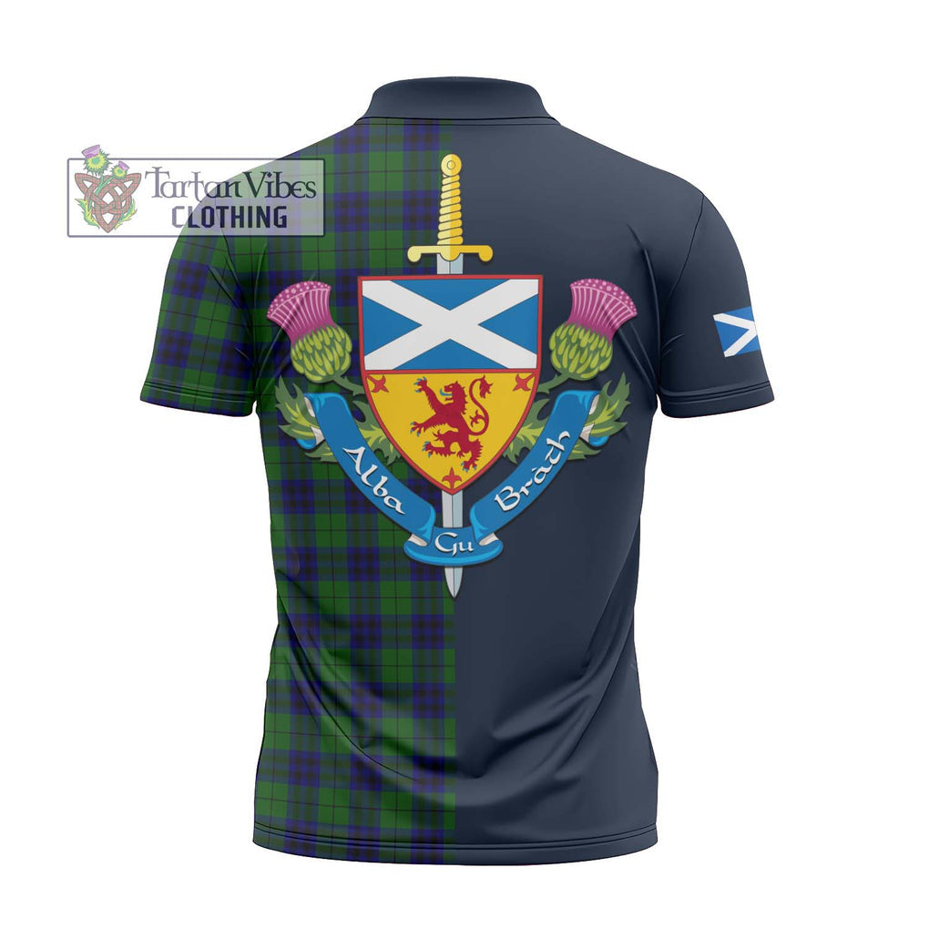 Tartan Vibes Clothing Keith Modern Tartan Zipper Polo Shirt with Scottish Lion Royal Arm Half Style