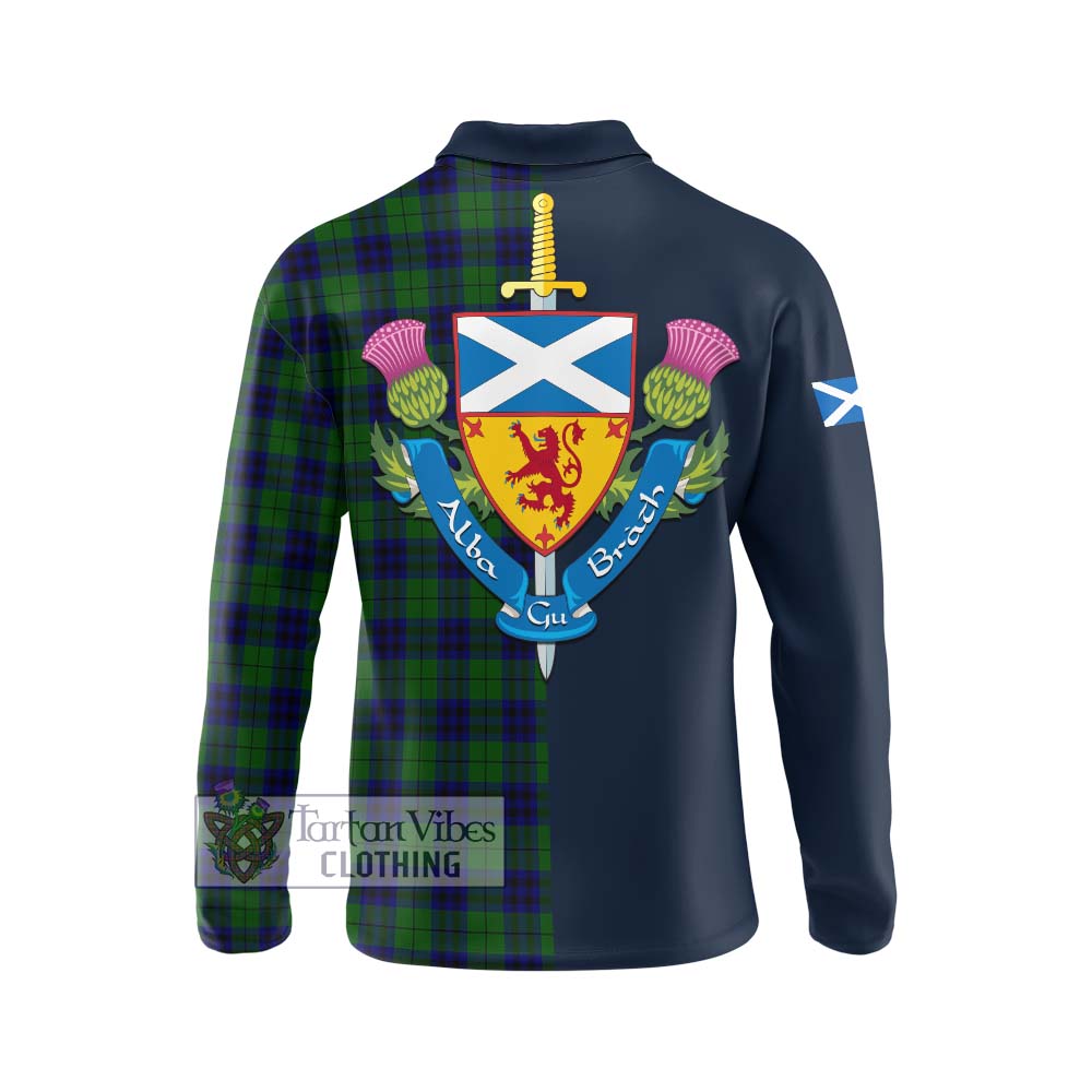 Tartan Vibes Clothing Keith Modern Tartan Long Sleeve Polo Shirt with Scottish Lion Royal Arm Half Style