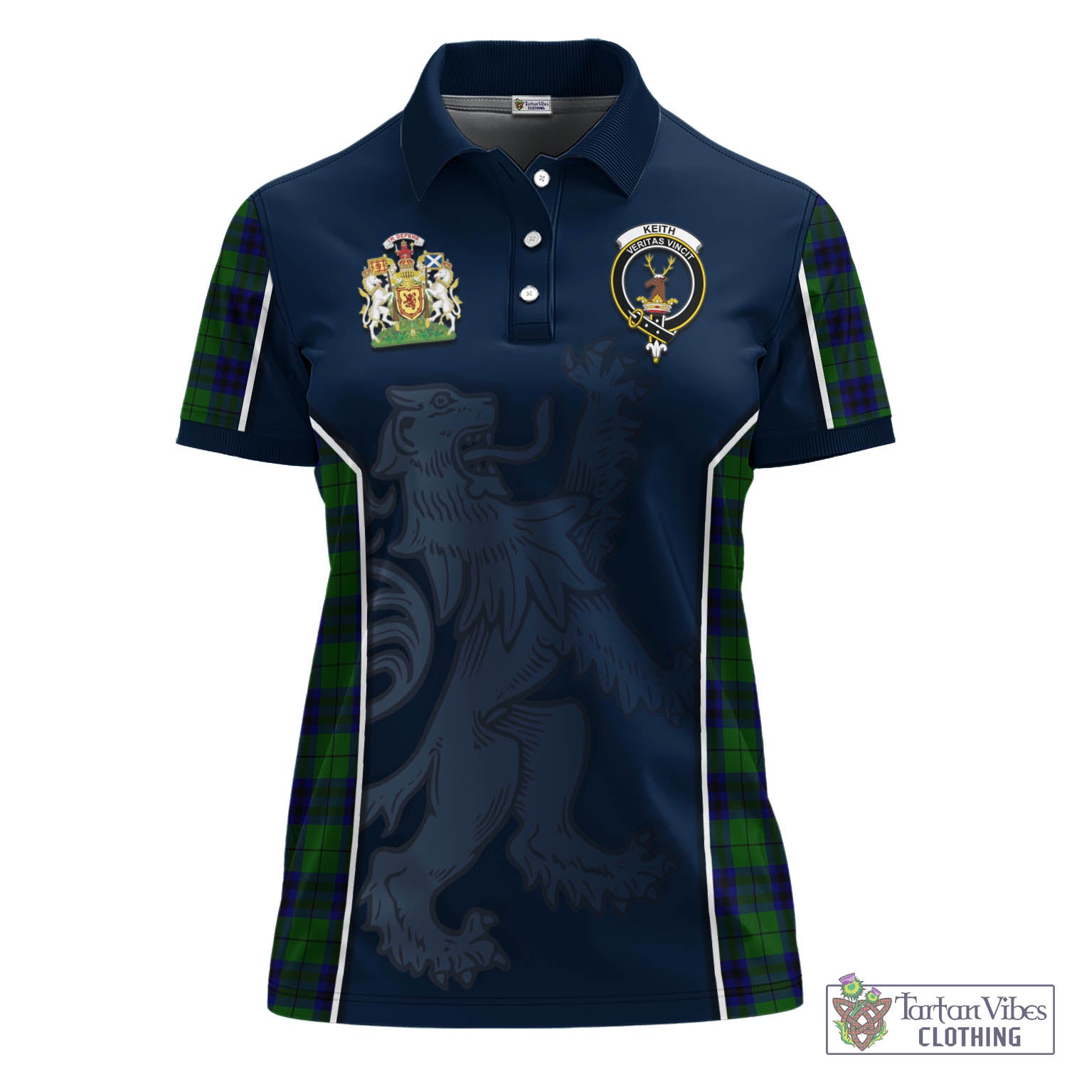 Keith Modern Tartan Women's Polo Shirt with Family Crest and Lion Rampant Vibes Sport Style - Tartan Vibes Clothing