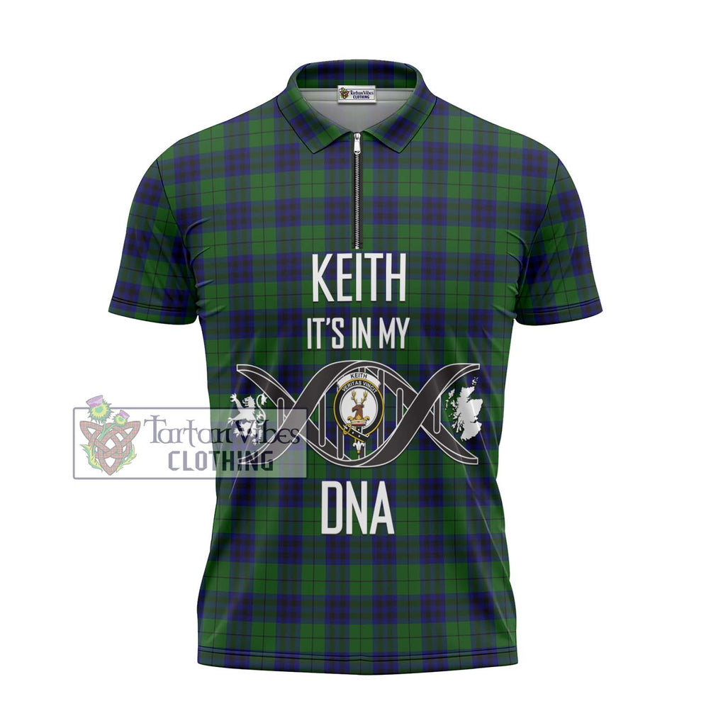 Keith Modern Tartan Zipper Polo Shirt with Family Crest DNA In Me Style - Tartanvibesclothing Shop