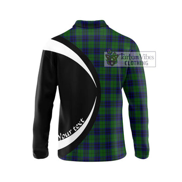 Keith Modern Tartan Long Sleeve Polo Shirt with Family Crest Circle Style