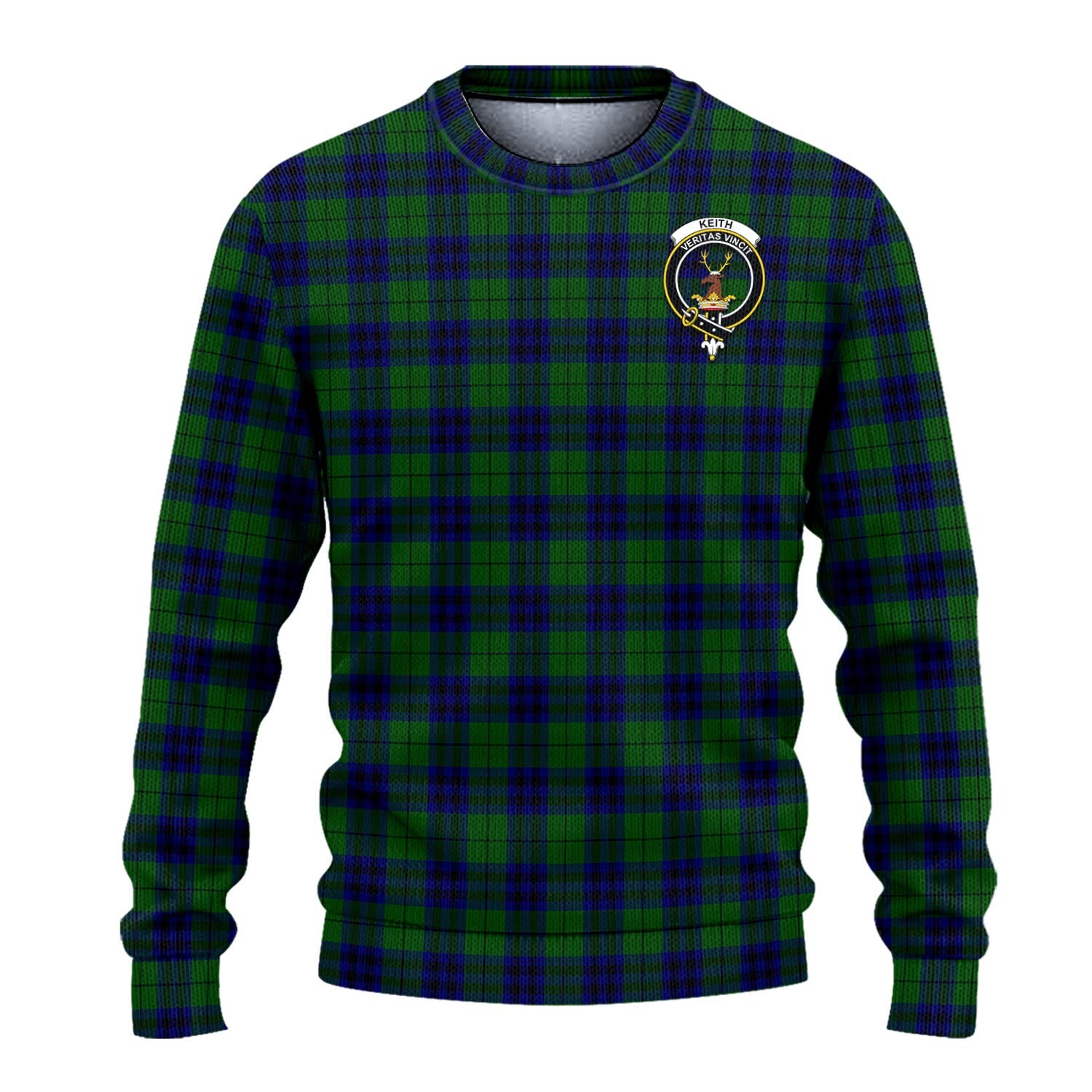 Keith Modern Tartan Knitted Sweater with Family Crest - Tartanvibesclothing